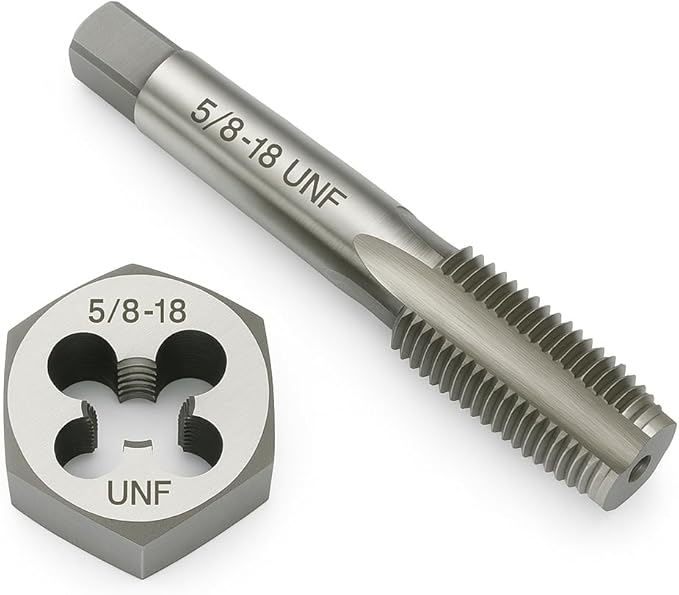 Yamesh 5/8"-18 Thread Tap and Die Set HSS Tap with GCr15 Alloy Steel Hex Die Right Hand Thread Repair Tool for Metalworking and Machinery
