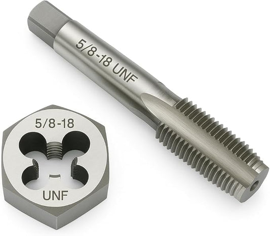Yamesh 5/8"-18 Thread Tap and Die Set HSS Tap with GCr15 Alloy Steel Hex Die Right Hand Thread Repair Tool for Metalworking and Machinery