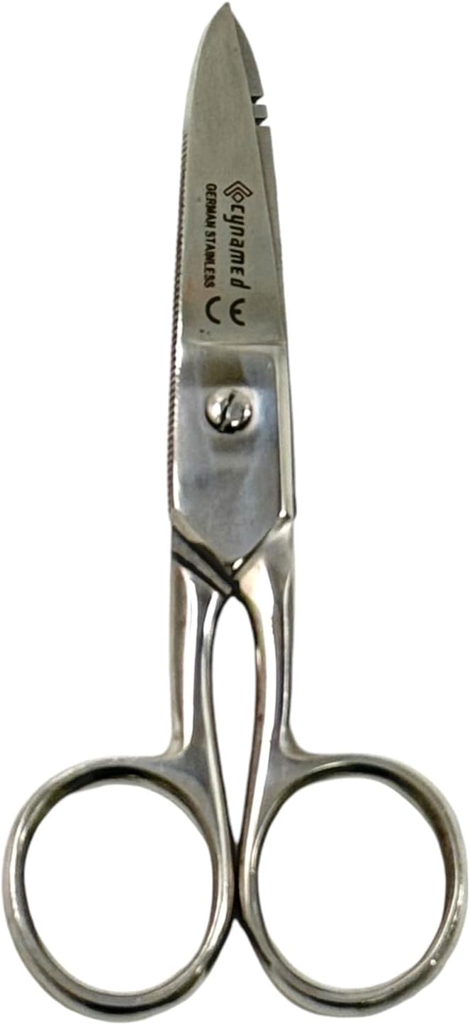 Electrical Wire Cutting and Stripping Scissors 5.25" Length | Electrician Electrical Repair Scissors | German Stainless Steel (1 Each - Silver)