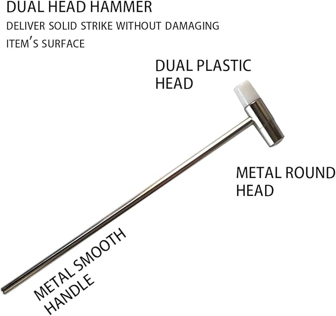 Dual Head Small Hammer, 7 Inches, Plastic Head and Metal Head, Black Plastic Grip, Double face Jewelry Mallet, Mini Hammer for Watch, Tuning, Woodworking, Toys, DIY, Leather, Instruments (19CM-2PACKS)