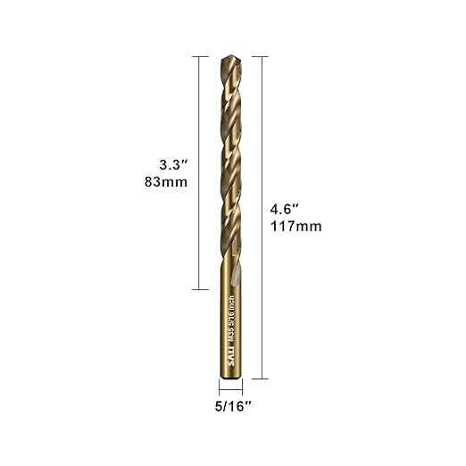 SALI Cobalt Drill Bit Set, 10Pcs 5/16" M35 High Speed Steel Jobber Length Drill Bit Kit for Hardened Metal, Stainless Steel, Cast Iron, Wood and Plastic, with Index Storage Case