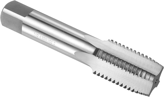 uxcell Hand Plug Tap 1-1/2"-6 BSW 2B Thread Plug Style Taps Straight Flute Screw Tapping Threading Tool High Speed Steel HSS6542