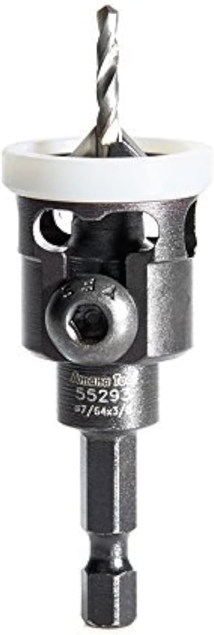 Amana Tool 82 Degree Countersink with Adjustable Low Friction Drill Bit Depth Stop, 55293, 3/8 D x 7/64 Drill D x 1/4 Inch Quick Release Hex Shank