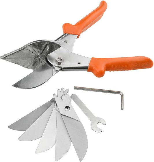 WMYCONGCONG Miter Shear Cutter Adjustable 45 To 135 Degree with Safety Lock Hand Tools for Cutting Plastic PVC and Molding Trim with 5 Replacement Blades and Spanner