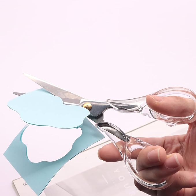 6.5" Silver Scissors Clear Round Acrylic Office All Purpose Scissors Professional Fabric Dressmaker Shears for Cutting Fabric Cloth Leather Canvas Papers (Silver)