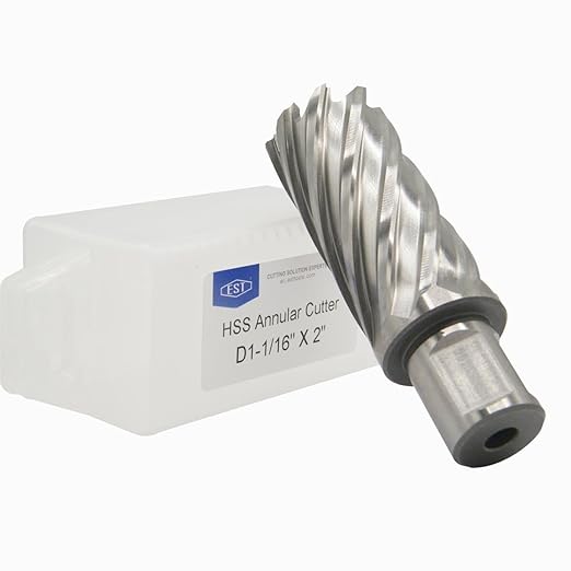 HSS M2AL Annular Cutter 2" DOC with 3/4" Weldon Shank for Magnetic Drill Press by EST (D1-1/16" X 2")