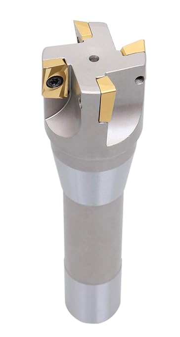 Accusize Industrial Tools 1-1/2'' Diameter by 6-1/8'' Oal 90 Degree R8 Shank Indexable End Mill with 4 Apkt1604 Carbide Inserts, 0028-6905