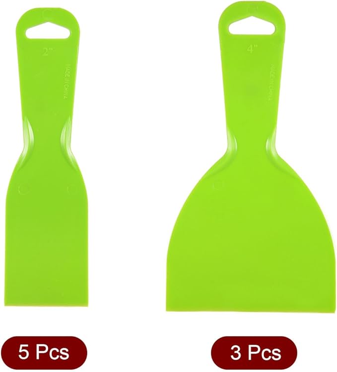 uxcell Putty Taping Drywall Scraper 2" & 4" Flexible Plastic Blade Disposable Spreader for Wall Painting 8pcs