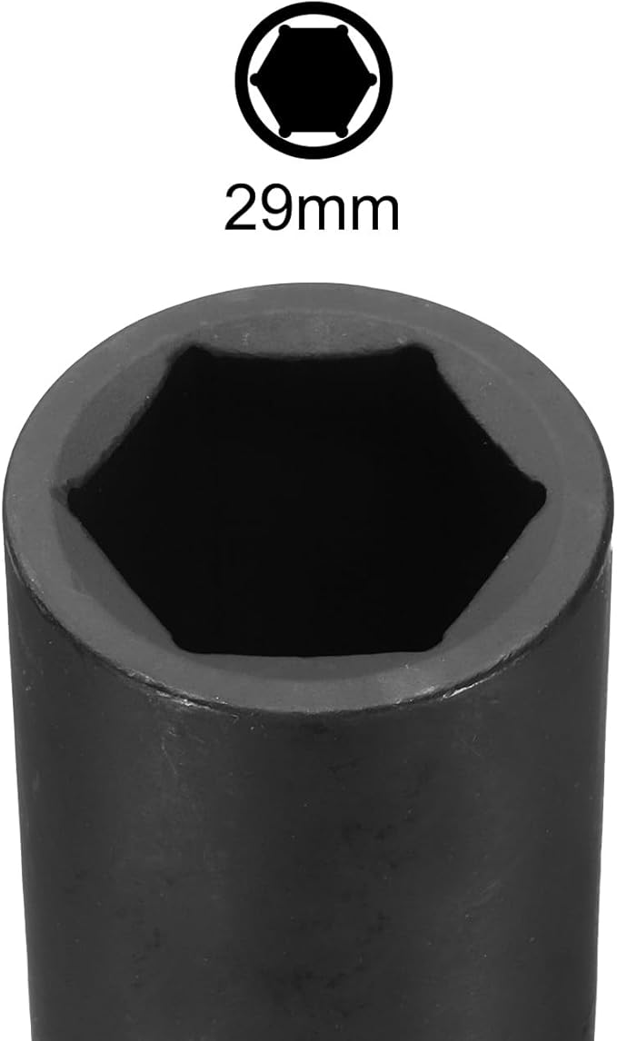 uxcell 3/4-Inch Drive 29mm 6-Point Deep Impact Socket, CR-MO Steel 78mm Length, Metric Sizes