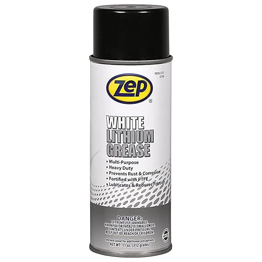 Zep White Lithium Grease 11 oz 331701 (Case of 12) Multipurpose, Aerosol Lubricant for All Metal to Metal Applications