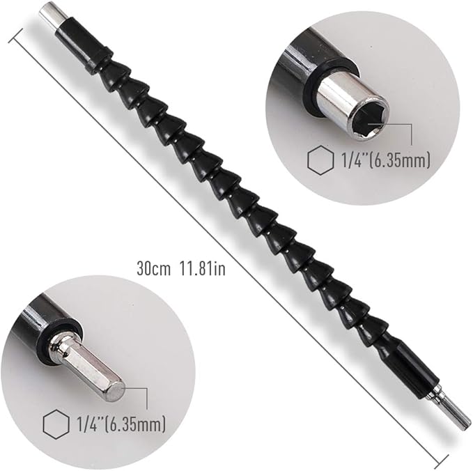Cozihom 1/4?쇺?Drill Bit Extension Set, 2 Pieces Flexible Drill Bit Extension Shaft, 3 Pieces Quick Change Magnetic Screwdriver Bit Holder