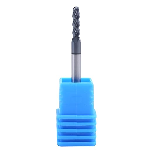 XYunEnZ ISB?괖arbide Ball Nose End Mill Bits, 3/32" Diameter, 1/8" Shank Diameter, 4 Flute CNC Cutting Tool CNC Router Bits for Hardened Steel, Alloy Steel, Cast Iron, Wood, Aluminum, Suitable for
