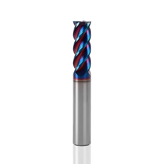 3/8" 4 Flute Square End Mill, AITiSiN Coated, HRC65 Hardness for Stainless Steel, Cast Iron, Hardened Steel, 1" Cutting Length, 2-1/2" Overall Length