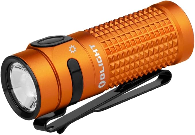 OLIGHT Baton4 Rechargeable EDC Flashlight, LED Pocket Light 1300 Lumens with Magnetic Charging Cable, 6 Modes, Powerful Bright IPX8 Waterproof for Home, Camping and Emergencies (Orange)