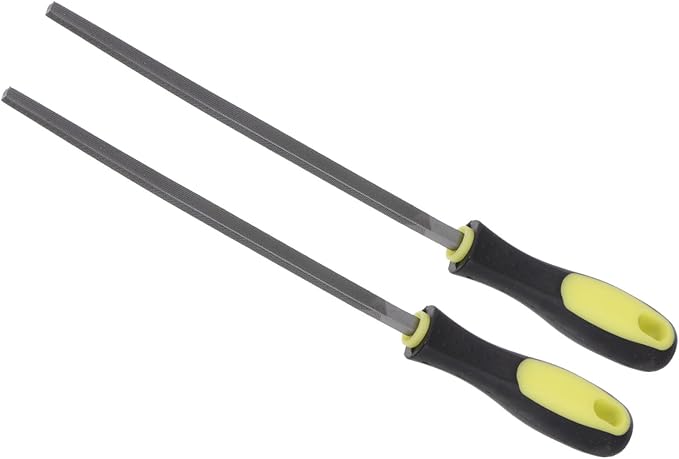 Square File, | 8 Inch File Length |, High Carbon Steel Medium Cut File Hand Rasp with Anti-Slip Grip Handle - (Applications: for Shaping Metal Wood Plastic), 2-Pieces