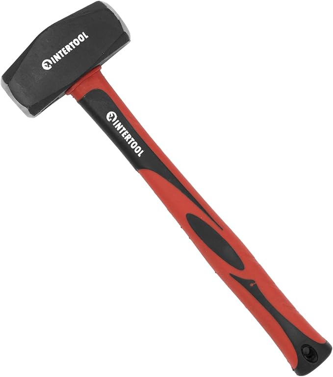 INTERTOOL 4 lbs Small Sledge Hammer | Drilling/Crack Mini Sledgehammer with Heavy-Duty Steel & Shock Absorbing Non-Slip Fiberglass Handle | HT08-0247