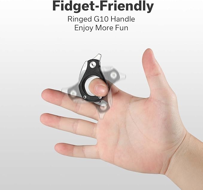 CIVIVI Pyrus Mini Keychain Knife (1 Piece), Small EDC Pocket Folding Box Cutter with 14C28N Blade & Ringed G10 Handle, Christmas Stocking Stuffers Gift for Men Women C23038-2, Black