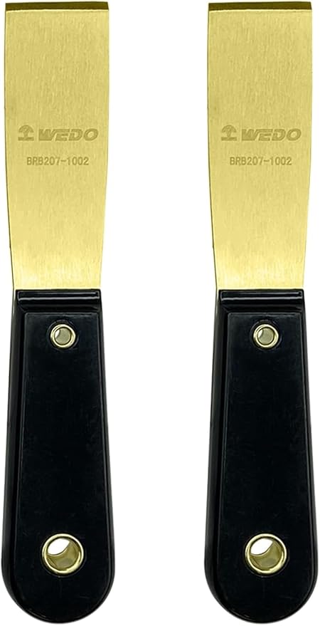 WEDO 2pcs Brass Putty Knife Set, 1-1/4" Paint Scraper with Bakelite Handle, Painters Knife, Drywall Knife, Scraper Tool for Plaster Scraping Drywall Finishing, 8" Length