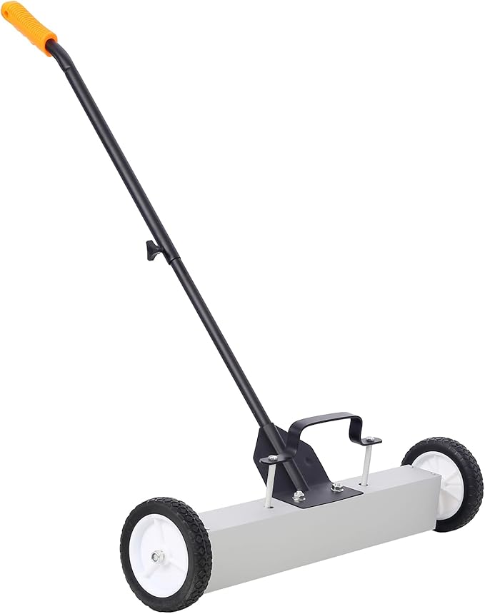 Henf Rolling Magnetic Sweeper, Heavy Duty Magnet Roller Magnetic Pickup Sweeper with Wheels, Quick Release Latch and Adjustable Long Handle for Nails Needles Screws Collection (24 Inch-1)