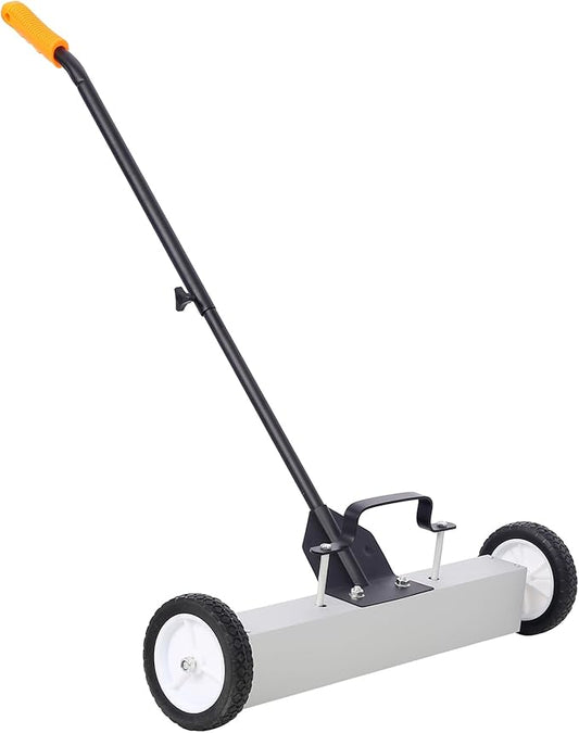 Henf Rolling Magnetic Sweeper, Heavy Duty Magnet Roller Magnetic Pickup Sweeper with Wheels, Quick Release Latch and Adjustable Long Handle for Nails Needles Screws Collection (24 Inch-1)