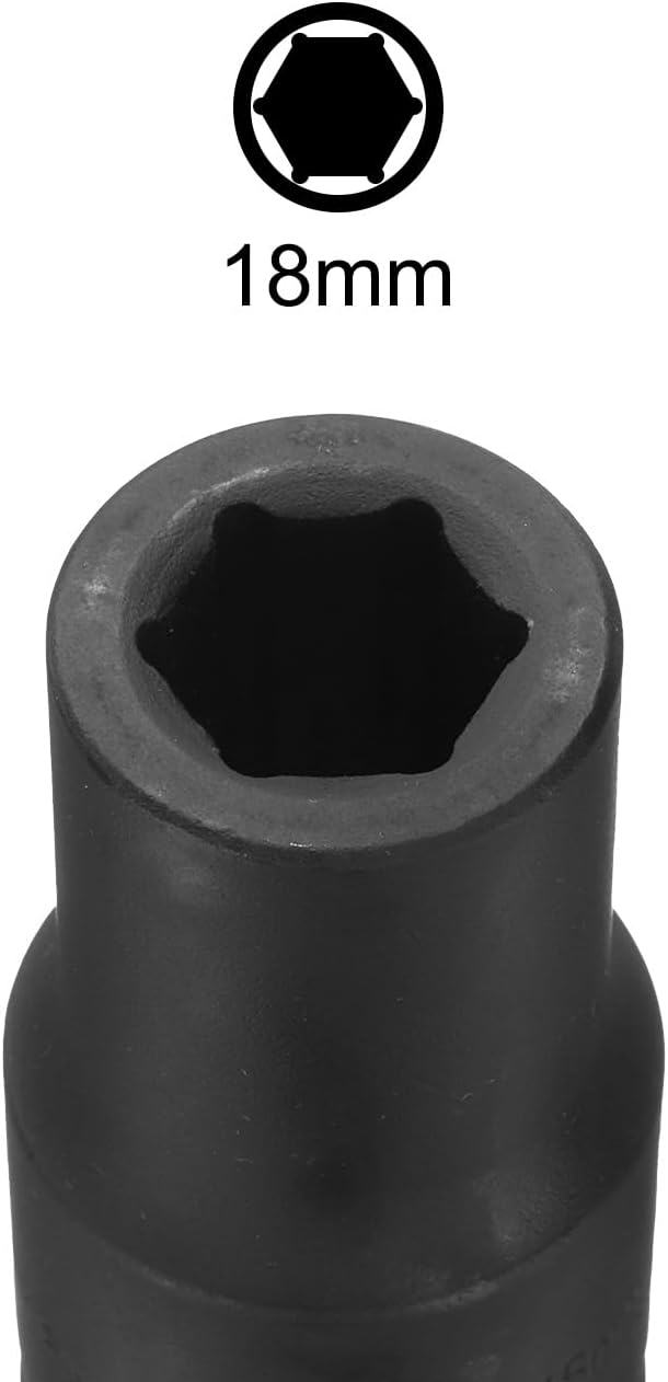 uxcell 3/4-Inch Drive 18mm 6-Point Deep Impact Socket, CR-MO Steel 78mm Length, Metric Sizes