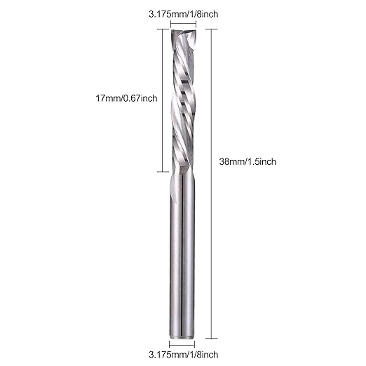 HOZLY 1/8 Inch Shank Carbide End Mills Up & Down Cut CNC Spiral Router Bits 2 Flutes Milling Cutter Compression Router Bit for Engraving Milling Woodworking Pack of 5