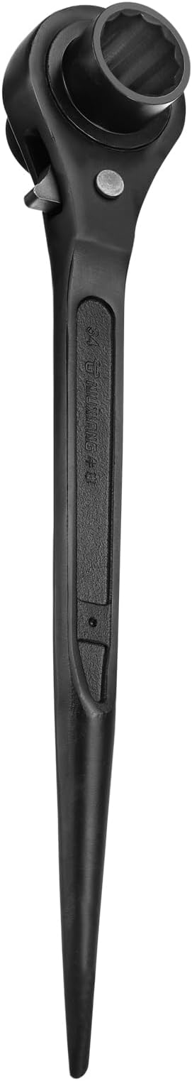 HARFINGTON Scaffolding Podger Ratchet Wrench 32mm x 34mm CR-V 12 Point Double Ended Socket Ratcheting Podger Scaffold Spud Spanner Tool for Auto Repair Mechanical Maintenance, Black