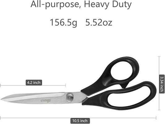 LIVINGO 10.5??Bent Fabric Scissors, Stainless Steel Heavy Duty Sharp Sewing Shears for Tailor Sewing Crafting Cutting Cloth, Leather, Paper