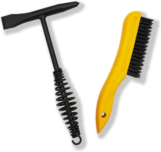 Welding Chipping Hammer with Coil Spring Handle,10.5",Cone and Vertical Chisel/ 10" Wire Brush(Yellow), VASTOOLS Chipping Hammer