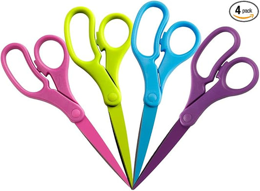 JAM PAPER Multi-Purpose Precision Scissors Set - 8 Inch - Spring Assortment - Ergonomic Handle & Stainless Steel Blades - 4/Pack
