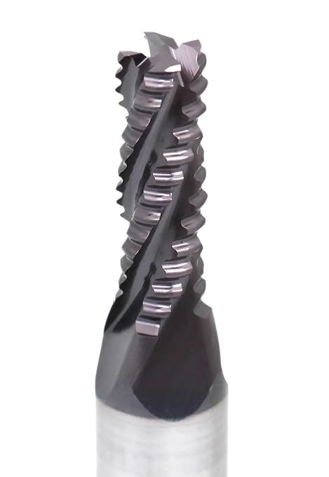 Accusize Industrial Tools Standard Tooth M42 8% Cobalt TiAlN Roughing End Mill, 1/4" Diameter, 3/8" Shank Diameter, 3/4" Flute Length, 1102-0014