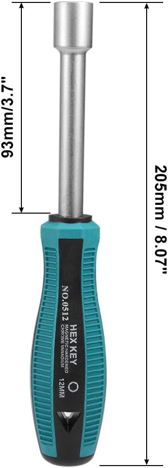 uxcell 12mm Non-Magnetic Tip Six Point Hex Nut Driver with 3.7-Inch Round Shaft