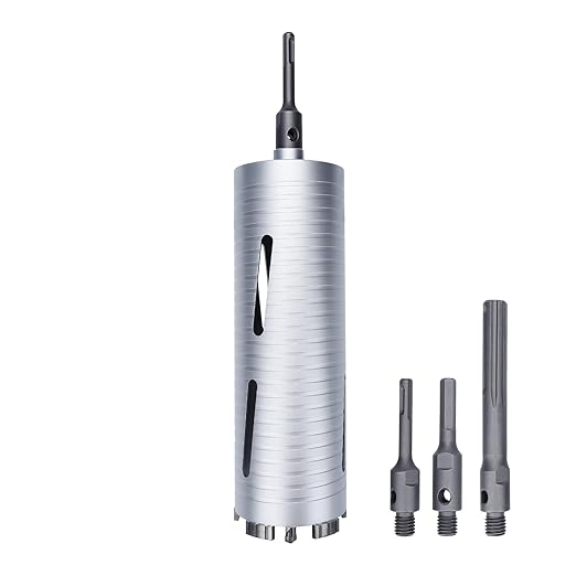 3-1/4 inch Diamond Dry Core Drill Bit, 10" Drilling Depth, 5/8"-11 Thread Core Drill Bit for Concrete Masonry Brick Block, Includes 3 Adapters SDS Plus, SDS Max and Hex (3-1/4 inch)