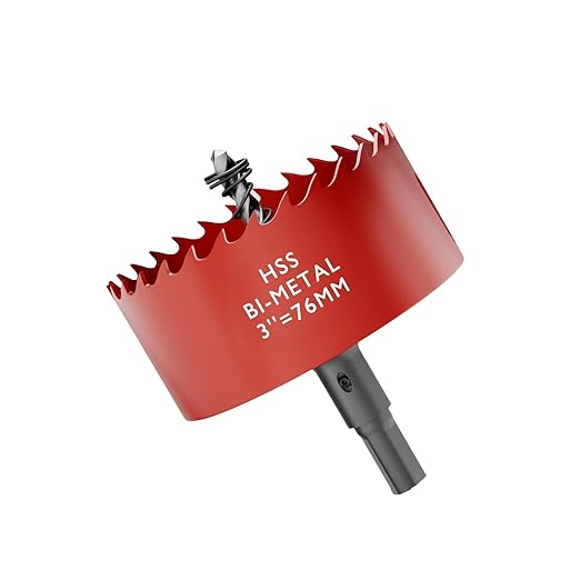 3" (76mm) Bi-Metal M42 High Speed Steel Hole Saw with Pilot Drill Bit, Smooth Cutting Edge for PVC, Drywall, Wood, Plastic, Gypsum Board, Rubber, Thin Metal