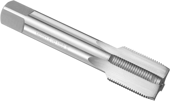 uxcell Hand Plug Tap M25 x 1.5 H2 Metric Thread Plug Style Taps Straight Flute Screw Tapping Threading Tool High Speed Steel HSS6542