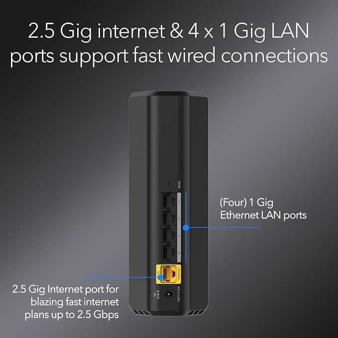 NETGEAR Nighthawk Dual-Band WiFi 7 Router (RS90) ??Router Only, BE3600 Wireless Speed (up to 3.6 Gbps) - Covers up to 2,000 sq. ft., 50 Devices ??2.5 Gig Internet Port - Free Expert Help