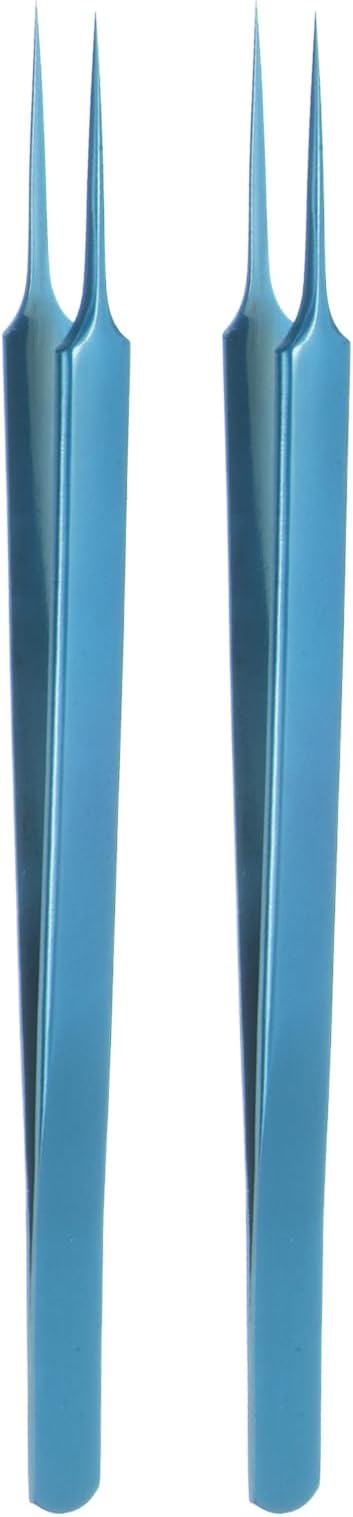 HARFINGTON 2pcs Stainless Steel Precision Tweezers 6.3 Inch Long Handle Pointed Tip Tweezers Multi Purpose for Craft Industrial Work Laboratory Use, Blue