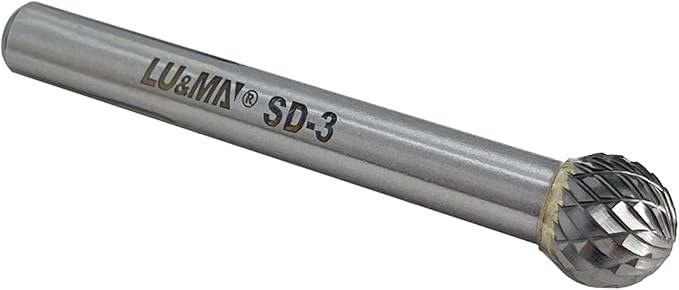SD-3 Tungsten Carbide Burr Rotary File, Double Cut Ball Burs, 1pc by LU&MN