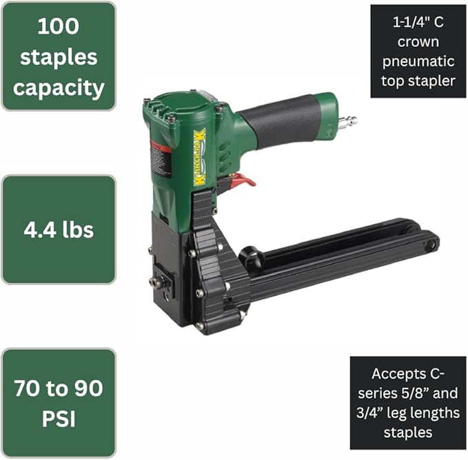 Klinch-Pak KP-CPN Pneumatic 1-1/4 Inch C-Crown Carton Closing Top Stapler for C-Series 5/8-Inch to 3/4-Inch Staples Leg SIM to H-3064, Ideal for Box Closing, Displays and Packaging