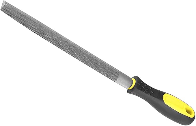 Half Round File, | 8 Inch File Length |, High Carbon Steel Medium Double Cut File Hand Rasp with Anti-Slip Grip Handle - (Applications: for Shaping Metal Wood Plastic), 1-Piece