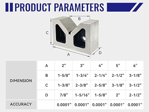 HFS(R) Cast Iron V Block Set 2 x 1-3/8 x 7/8 Inch