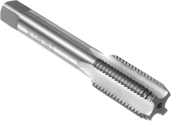 uxcell Hand Bottom Tap 3/4"-12 BSF 2B Thread Bottoming Style Threading Taps High Speed Steel HSS6542 Straight Flutes Screw Tapping Tool