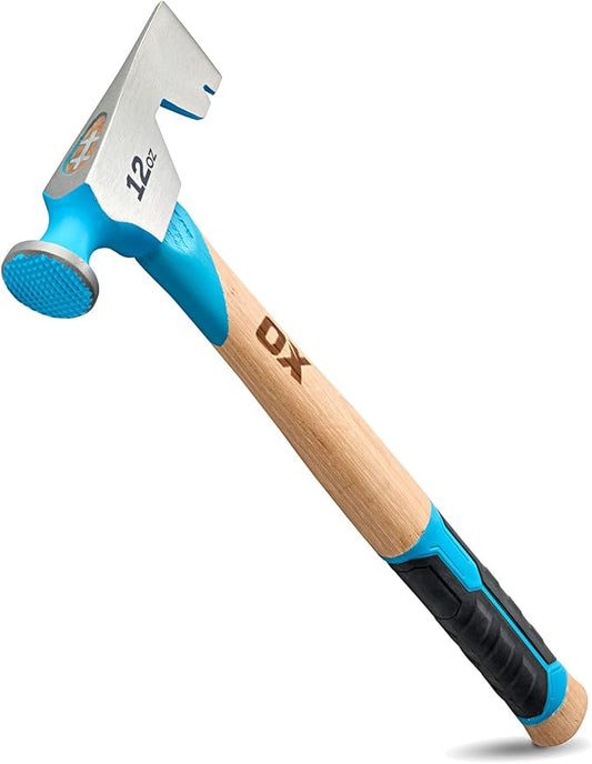 OX Tools Pro 12oz Dry Wall Hatchet Hammer Combo with TPR Grip and Nail Puller Straight Hickory Handle Milled Face Drywall Hammer Tool Hatchet Hammer OX-P088712