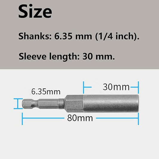 Nut Driver Bit 12mm,80mm Length,Hex Shank,Screwdriver Nut Driver Socket,Quick Change Metric Impact Nut Driver Adapter Tool for Loose Bolts and Nuts