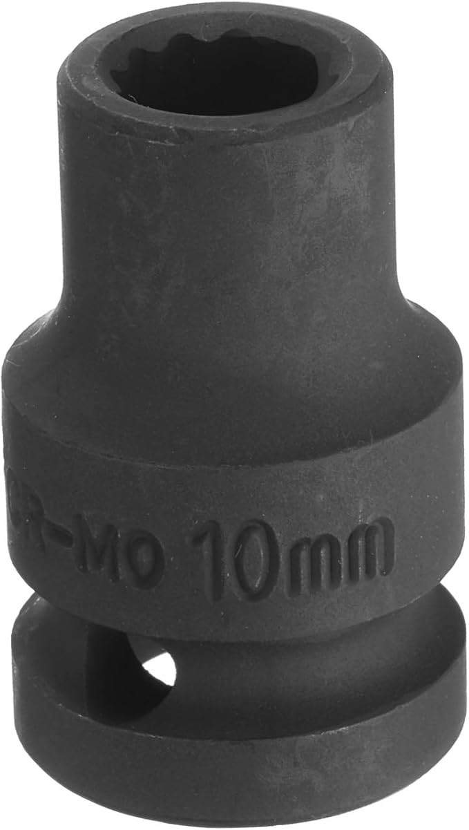 uxcell 1/2" Drive x 10mm Shallow Impact Socket 12-Point Metric CR-MO Steel Nut Impact Grade Socket for Auto Repair