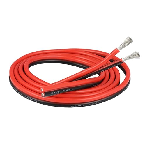 BNTECHGO 12 Gauge Flexible 2 Conductor Parallel Silicone Wire Spool Red Black High Resistant 200 deg C 600V for Single Color LED Strip Extension Cable Cord,Model,5ft Stranded Tinned Copper Wire