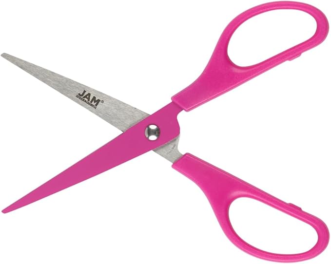 JAM PAPER Arts & Crafts Scissors Set - 6 3/4 Inch - Assorted Colors - Ergonomic Handle & Stainless Steel Pointed Tip Blades - 3/Pack