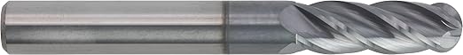 CME 5 pcs Micrograin Carbide End Mills, Ball Nose, TiAlN Coated, 3/8" Mill Diameter, 1 1/8" Length of Cut, 3" Overall Length, 4 Flute, Center Cutting