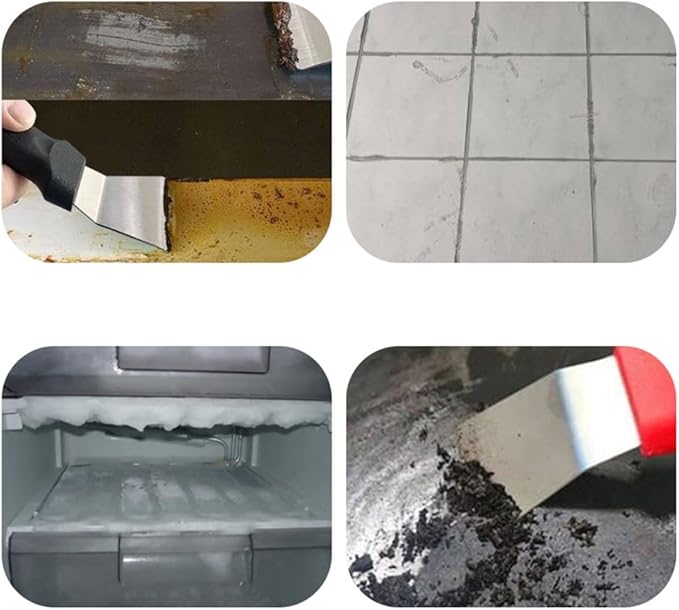 Stainless Steel metal Scraper, stove top Oven Scraper Tool non scratch, window glass scraper,Kitchen Cleaning,glass stripper,Putty,grout,sticker,Wallpaper, Paint,cooktop,Straight + Bending 2-PCS