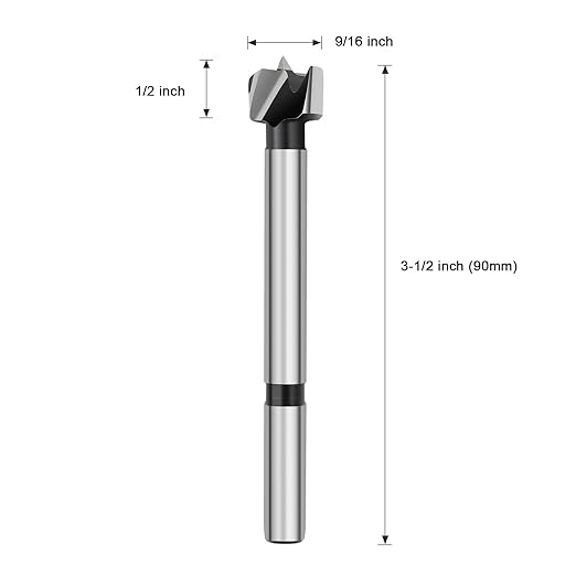 9/16 Inch Forstner Drill Bit for Woodworking, 9/16" Forstner Bit Wood Drill Bits for Holes, Hinge Cutter for Hard Wood, Plastic, Plywood Round Shank